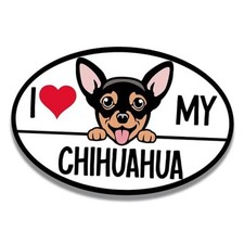 I Love My Chihuahua Dog Breed Car Magnet Decal, 4x6 Inches Oval, Weather