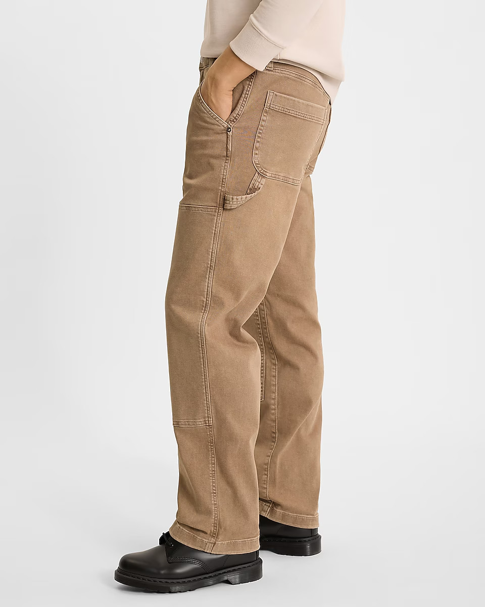 Express Carpenter Jeans Workwear Style Baggy Stretch Men's 38 X 30 Khaki/Brown