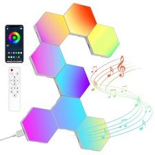 8 Pack Hexagon LED Lights Wall Panels, Smart Gaming Lights with Music Sync