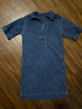 Lauren Ralph Lauren Dress XSmall Blue Denim Short Sleeve With Pockets