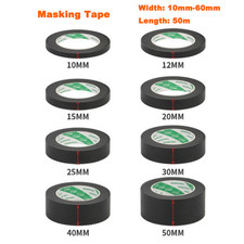 10mm-60mmx 50m Black Masking Tape DIY Craft Painting Tear Fast High Adhesive