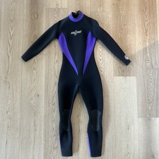 SeaQuest Black 3/2mm Full Body Long Sleeve Zip Dive Wetsuit Size 9/10 Knee Pads