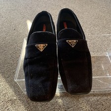 prada womens suede black slip on loafer Size 37