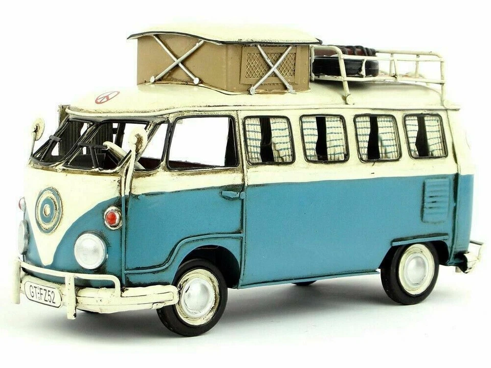 Modello Di Autobus In Metallo Vintage Con Portapacchi 1:20 - Immagine 4 di 4