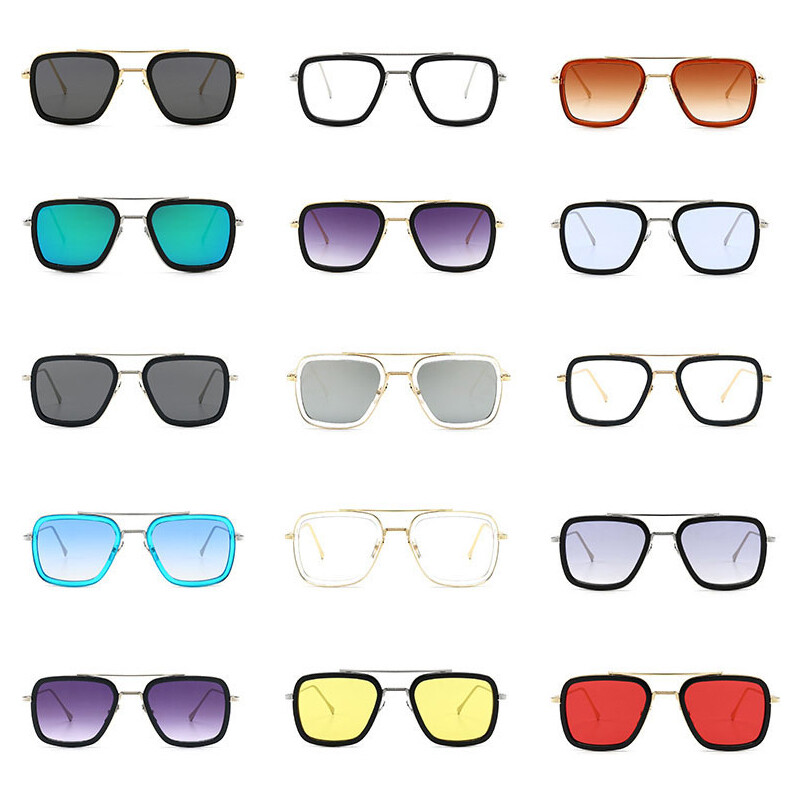 Occhiali Da Sole Montatura Quadrata Occhiali Da Sole Uomo Neri Retro: Stile Anni 80-90, Lenti UV400, Tempio Neon Lenti UV400 Protezione Totale - Foto 9