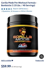 Gorilla Mode Pre-Workout Bombsicle  New 40 Servings 🇺🇸 Last One 🔥🔥🔥🔥