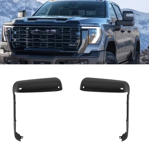 Gloss Black Tow Mirror Cover Cap For Chevrolet Silverado 2500HD 3500HD 2020-2024