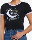 Chococat🐾Celestial🌠 🌙 Baby Crop Ringer Tee Shirt Top Jrs. Sz Large Sanrio Nwt