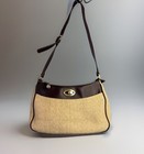 Etienne Aigner Shoulder Bag Purse Straw Oxblood Chianti Leather Medium Vintage