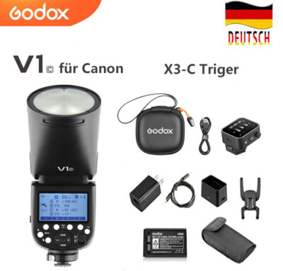 Godox V1C V1-C TTL HSS 1/8000s Blitzgerät Blitz für Canon + X3-C Flash Trigger