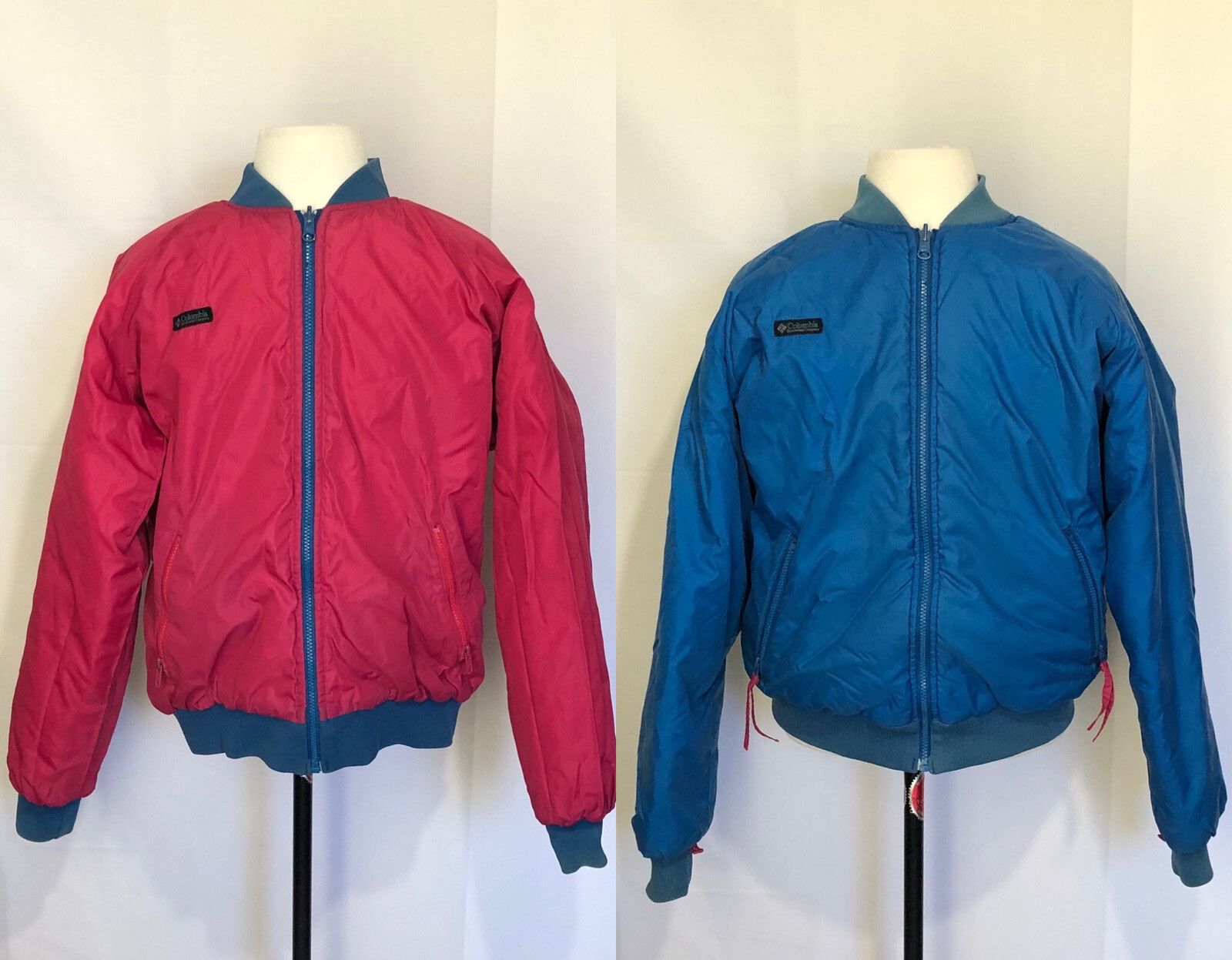 Vintage 90s Columbia M Neon Pink Blue 