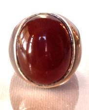 STUNNING 925 STERLING SILVER AGATE SHANK AND CARNELIAN RING SIZE 8