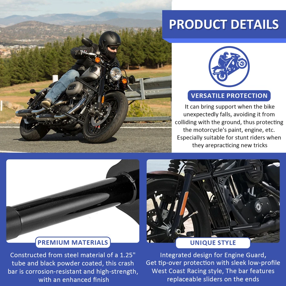 Gloss Black Engine Guard Crashbar for Harley Sportster 883 1200 XL 2004-later - Imagem 4 de 4