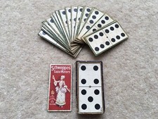 SCARCE C1902 VINTAGE SCHWEPPES&rsquo; TABLE WATERS DE LA RUE ADV CARD INDEX DOMINOES