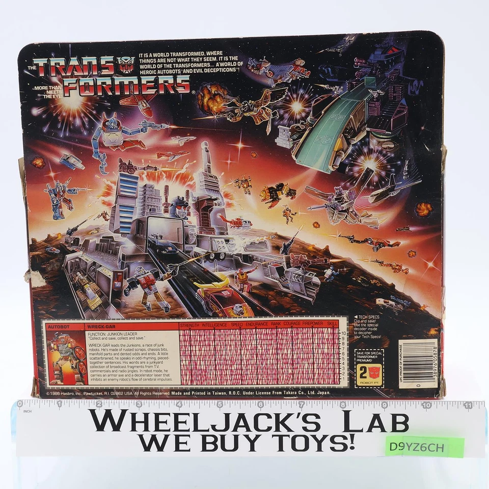 Figura Transformers G1 de colección Wreck-Gar 100 % completa con caja e inserto 1986 sin usar, en caja Foto 2 de 4