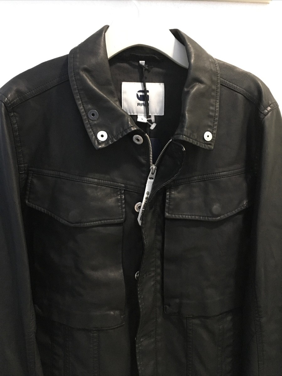 G Star Raw Vodan 3D Slim Faux Leather Moto Jacket Black Size
