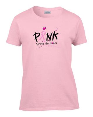 Ladies Spread the Hope Find A Cure Breast Cancer Pink Ribbon Women's T-Shirt Tee