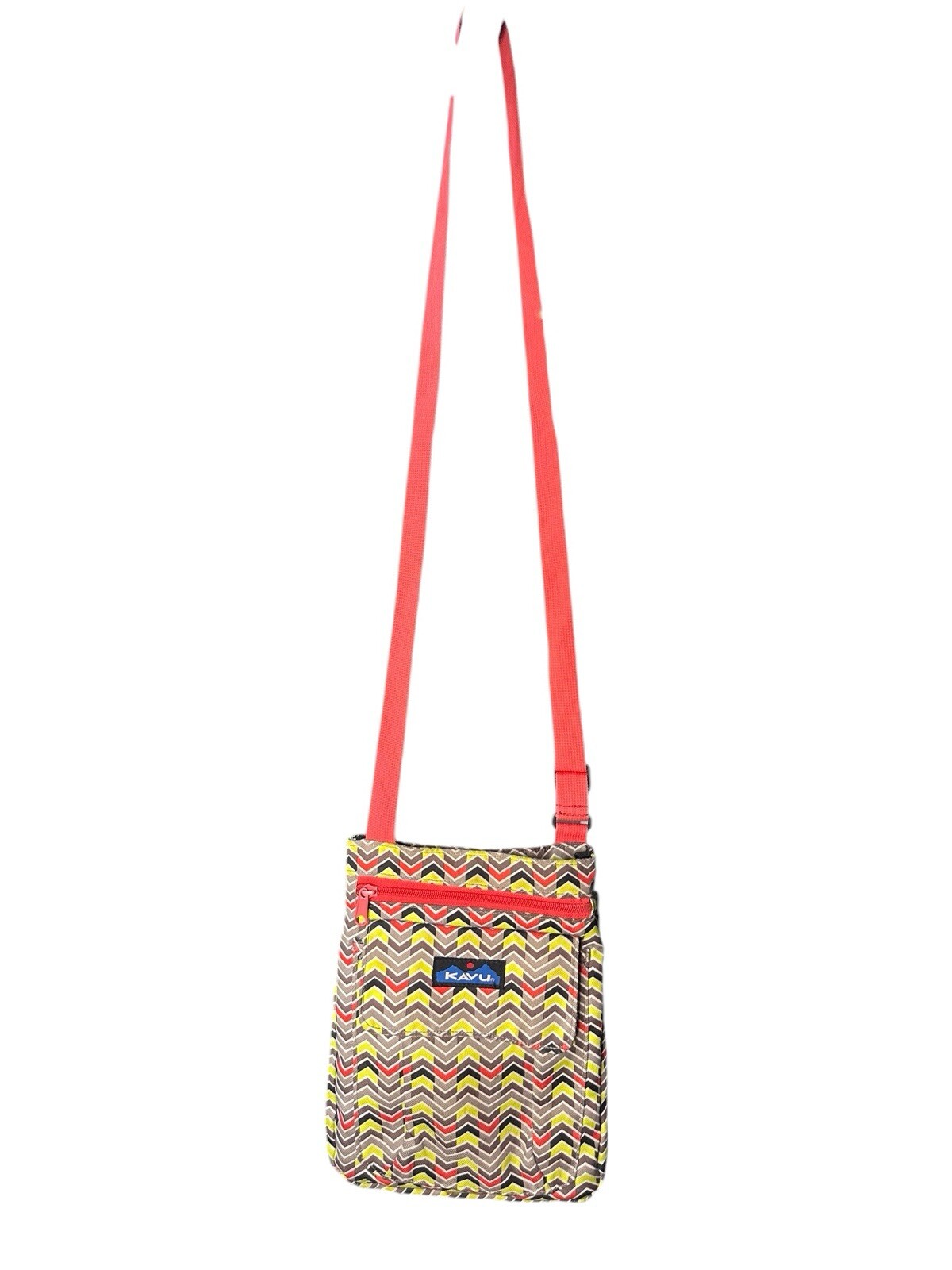 Kavu Keeper Crossbody Bag Chevron Print Canvas Multiple Pockets