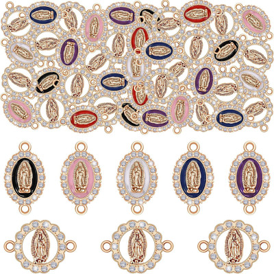 36Pcs Alloy Enamel Virgin Mary Charm Rhinestones Our Mixed White 