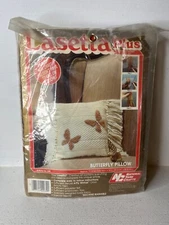 1985 National Yarn Crafts LasettaPlus Kit L50 "Butterfly Pillow" No Knit/Crochet