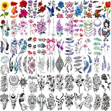 72 Sheets Temporary Tattoos for Women and Girls, Flower Tattoo Temporary, Butter