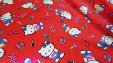 Sanrio Hello Kitty 2004 David Textiles Licensed Red Waccessories 1yd X 45 New