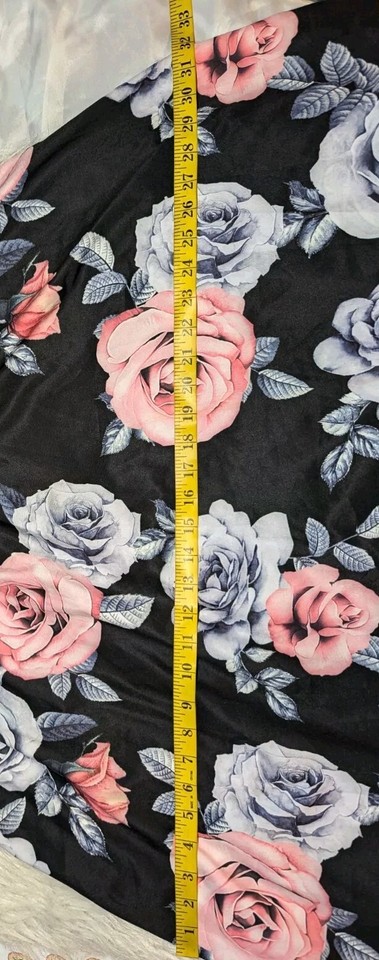 SHEIN CURVE Black Gray Pink ROSES Dress FLORAL High-Low Hem Women's ...