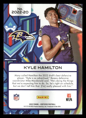 2022 Panini Certified #2022-20 Kyle Hamilton 2022 - 第 2/2 張圖片