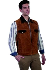 Scully Western Vest Men Concealed Carry Pocket Zip Closure F0_621