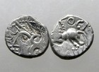 Silver Quinarius Celtic Gaul_1st Century Bc_Sequani Tribe_Abstract Horse
