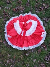 Vintage Mini World Girls Red Circle Dress Size 2t Ruffles Lace Long Sleeve