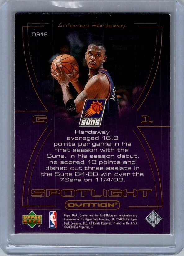 2000-01 Upper Deck Ovation #OS18 Anfernee Hardaway Spotlight - Image 2 of 2