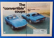 1968 CHEVROLET CORVETTE STINGRAY CHEVY GENERAL MOTORS ORIGINAL 2 PAGE PRINT AD