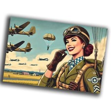 nice vintage woman Airborne Paratrooper retro WW2 Photo Glossy 4 6 in 57