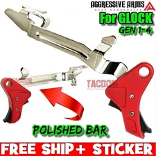 AGGRESSIVE ARMS USA RED BLACK Trigger for Gen 3 4 GL0CK 17 19 22 23 POLISHED BAR