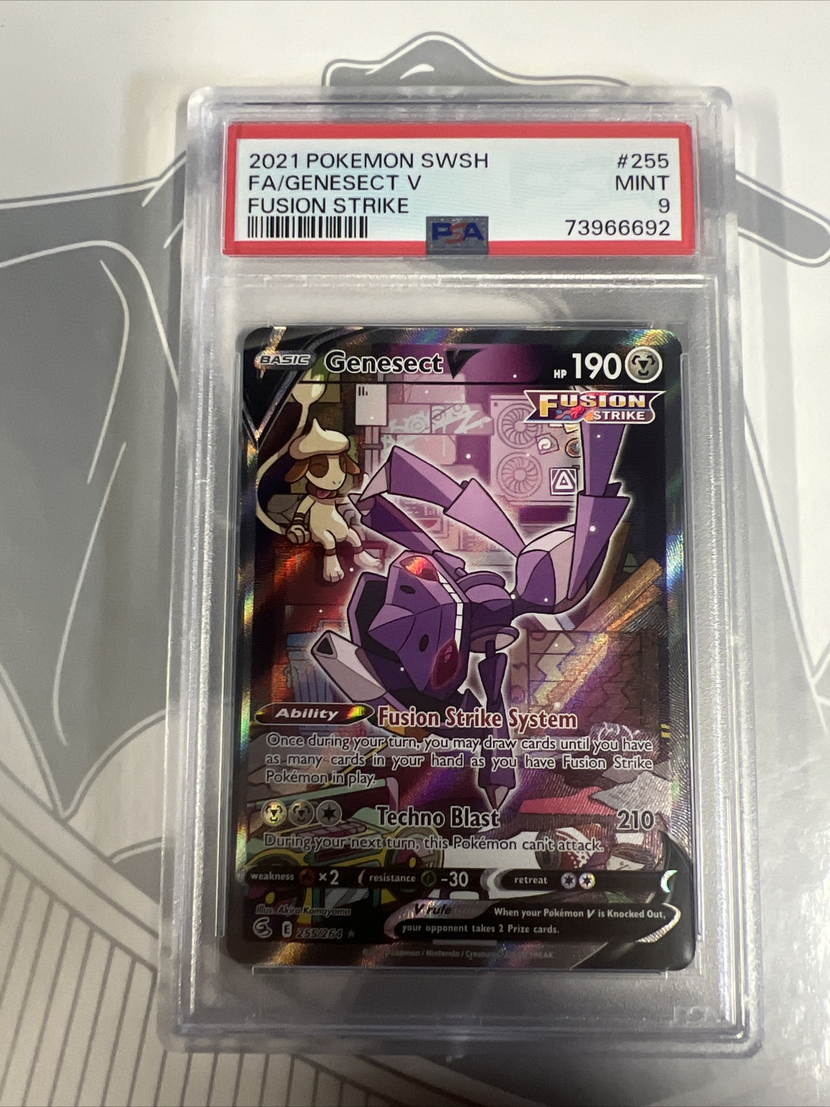 Pokemon SWSH Fusion Strike Genesect V Alt Art. PSA 9 🔥 255