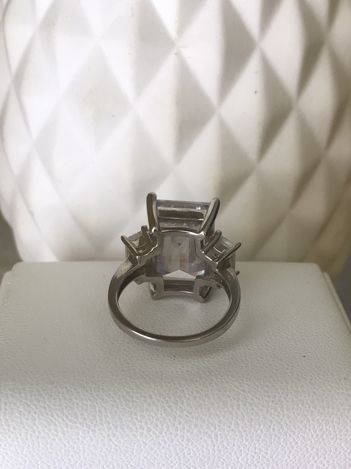 Rectangular Crystal Silver Tone Solitaire Cocktai… - image 5