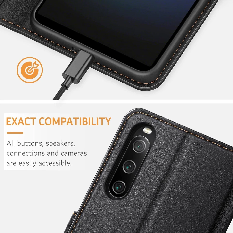 Case For Sony Xperia 1 10 VI IV 5 III L4 XZ XA2 Leather Wallet Flip Phone Cover - Image 4 of 4