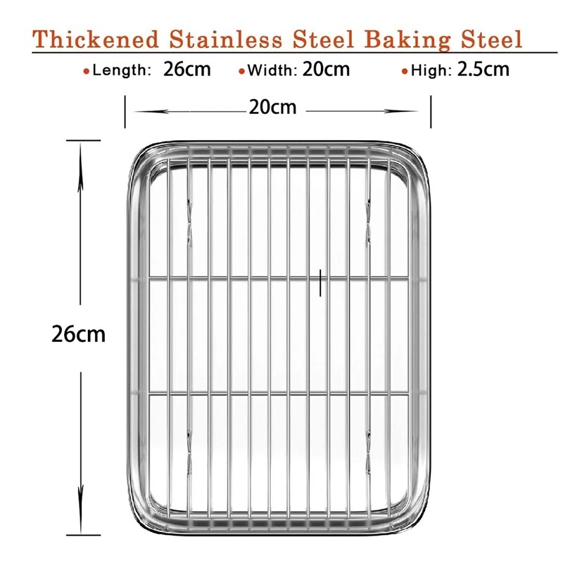 10 Inch Toaster Oven Tray and Rack Set, Small Stainless Steel Baking Pan  with Co