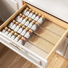 Spice Drawer Organizer, 4 Tier- 4 Pack Clear Acrylic Drawer Seasoning Organizer