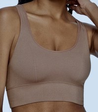 MAIDENFORM Seamless Rib Scoop Crop Iced Mocha Wireless Bralette Bra S M L XL 2XL