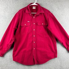 Vintage CARHARTT Chamois Work Shirt Mens L Red Outdoor Workwear 90s S06