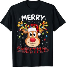 Merry Christmas Reindeer Xmas Family Animal Cool Unisex T-Shirt