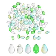 100Pcs, Teardrop Crystal Glass Beads Transparent Green Series 6x9mm