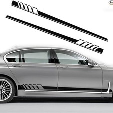 Auto Racing Body Door Side Stripe Graphic Vinyl Sticker Decals Black