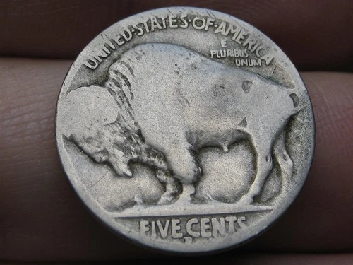 1914 D Buffalo Nickel 5 Cent Piece- Denver, Good Reverse Details