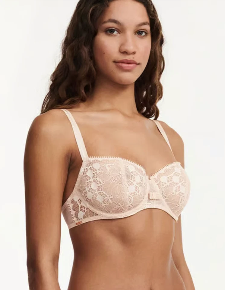 Sujetador Chantelle 32C Día a Noche Encaje Sin Forro Demi Con Aros Nuevo Sin Etiquetas 15F50 Rubor Desnudo Foto 2 de 4