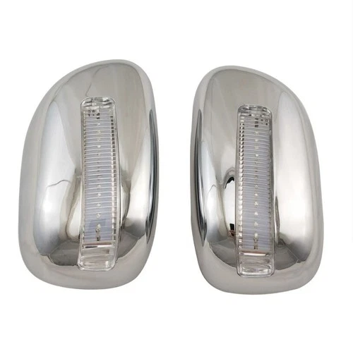 For 01-04 Toyota Corolla 2P Chrome LED Light Rearview Mirror Side Lid Cover Trim
