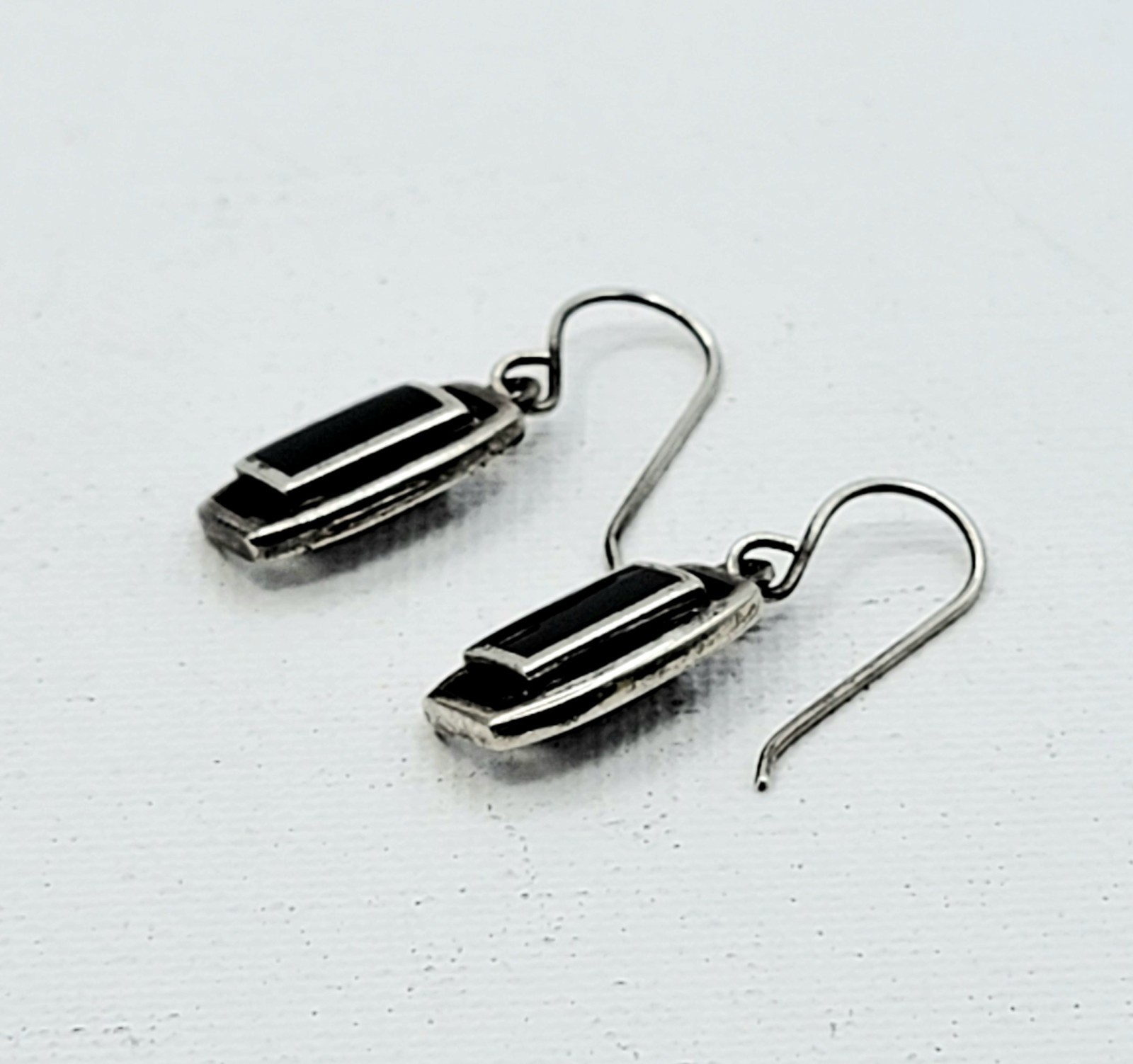 Sterling Silver Black Onyx Rectangular Dangle Dro… - image 9