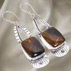 Radiant Natural Pietersite Sterling Silver Mother Ethnic Dangle Earrings Jewelry